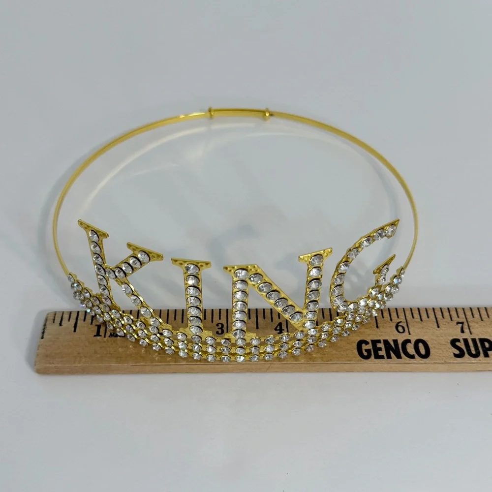 Birthday King and Queen Sash Set | Gold Tiara & Crown Black Glitter Sashes Adult